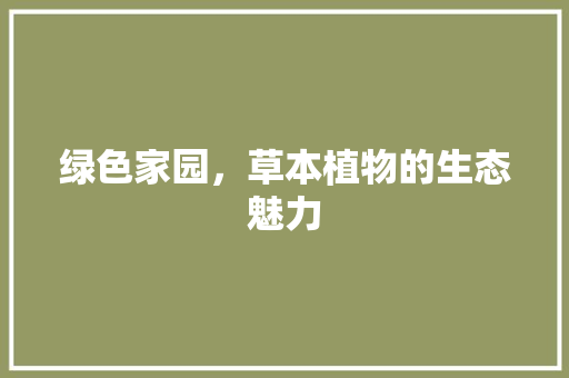 绿色家园，草本植物的生态魅力