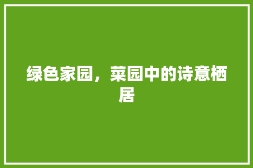 绿色家园，菜园中的诗意栖居