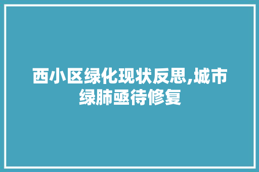 西小区绿化现状反思,城市绿肺亟待修复 养护技巧