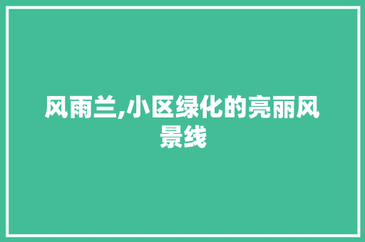 风雨兰,小区绿化的亮丽风景线